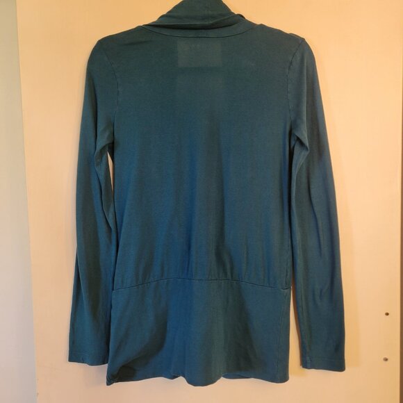 Deep Cowl Long Sleeve CottonTop | Medium | Teal Blue - Picture 3 of 3